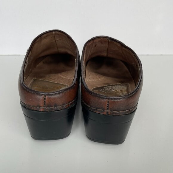 Dansko Leather Slip On Closed-Toe Block Heel Casual Mules Sandals Brown 37 - Picture 4 of 8